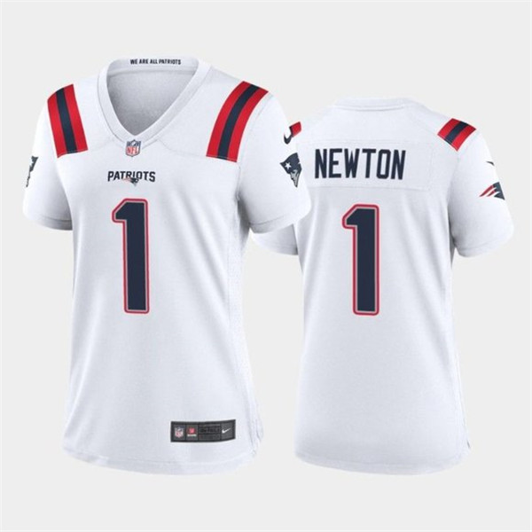 Women's New England Patriots #1 Cam Newton White Vapor Limited Stitched Jersey(Run Small)
